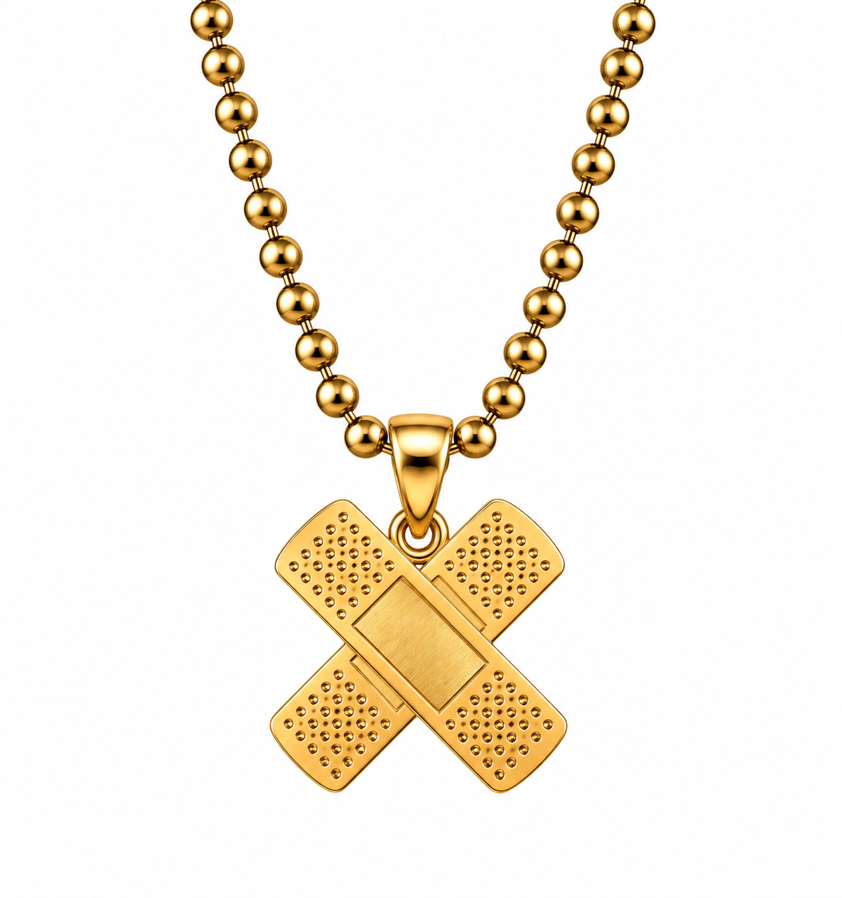 Vmesscollective Gold Bandage Ball Chain Pendant Necklace