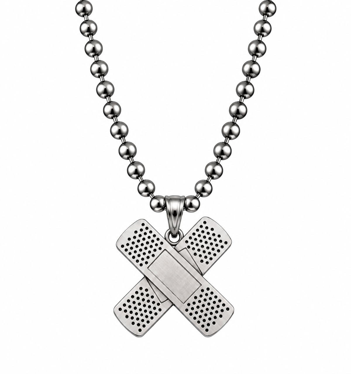 Vmesscollective Silver Bandage Ball Chain Pendant Necklace